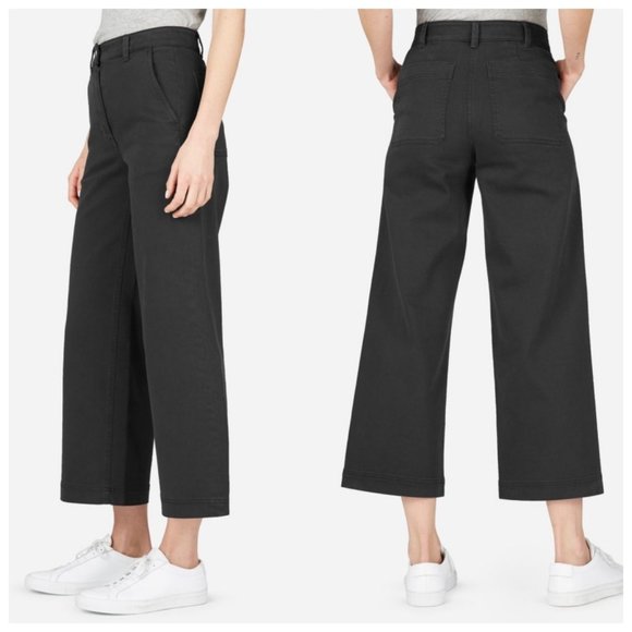 Everlane Pants - Everlane Cropped Wide Regular Black Pants Womens 8